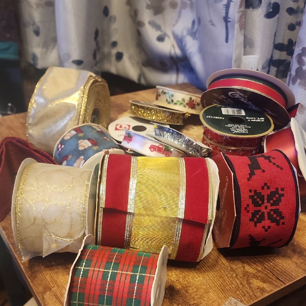 Festive Holiday Ribbon DIY Bundle - Red, Gold